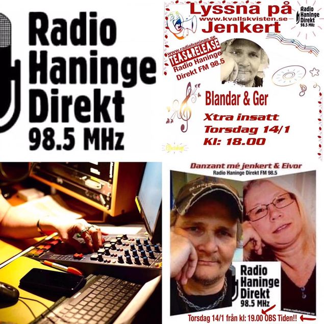 Ikväll Torsdag 14 januari kl 19.00 OBS tiden!
Danzant mé Jenkert & Eivor
Radio Haninge FM 98,5
www.radiohaninge.se 

Lyssna också på
Jenkert Blandar & Ger kl.18.00